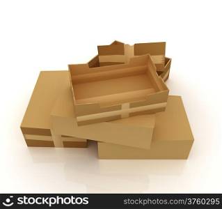 Cardboard boxes on a white background