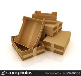 Cardboard boxes on a white background