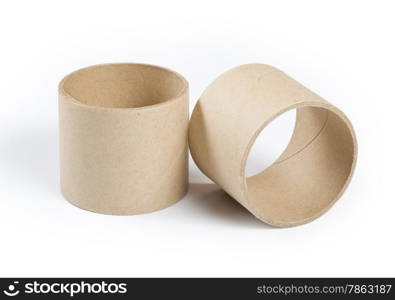 Cardboard cylinders on a white background