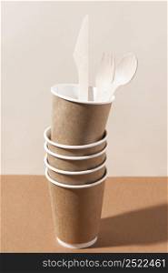 cardboard knife fork pile cups