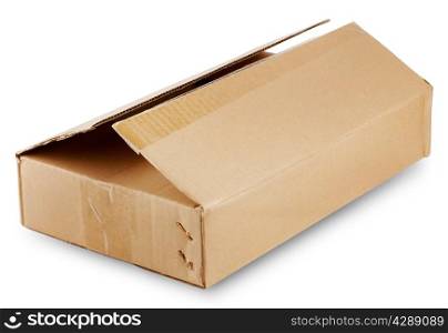 Cardboard open box isolated on white background