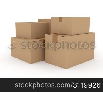 Cardboard package over white. 3d rendered image