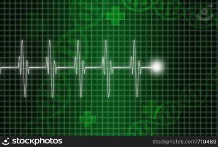 Cardiogram on the green screen,3D rendering