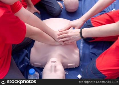 Cardiopulmonary resuscitation - CPR class. First aid training.