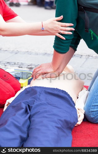 Cardiopulmonary resuscitation - CPR training. Cardiac massage training.