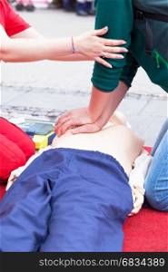 Cardiopulmonary resuscitation - CPR training. Cardiac massage training.