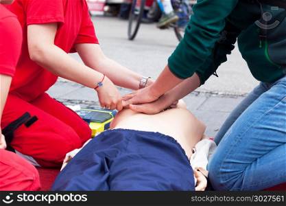 Cardiopulmonary resuscitation - CPR training. First aid course.