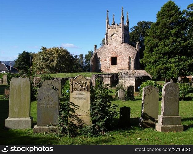Cardross old parish church. Ruins of Cardross old parish church and churchyard, near Glasgow in Scotland
