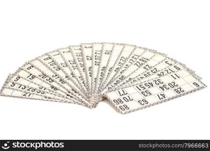 Cards for Russian lotto (bingo game) isolated on white background