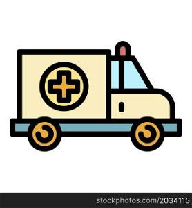 Care ambulance icon. Outline care ambulance vector icon color flat isolated. Care ambulance icon color outline vector