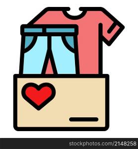 Care clothes donation icon. Outline care clothes donation vector icon color flat isolated. Care clothes donation icon color outline vector