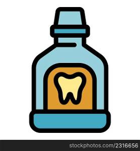 Care tooth mouthwash icon. Outline care tooth mouthwash vector icon color flat isolated. Care tooth mouthwash icon color outline vector