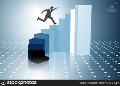 Career development with stairs in business concept