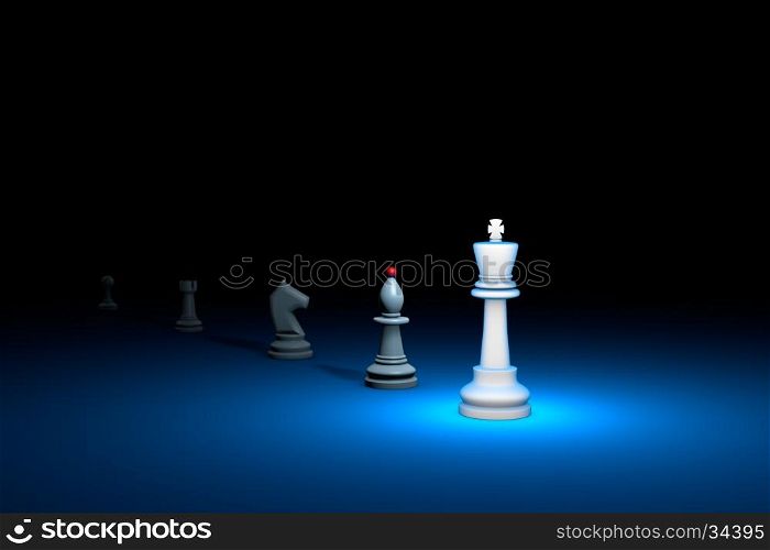 Career growth. Horizontal chess composition. Available in high-resolution and several sizes to fit the needs of your project. 3D renderi illustration. Black background layout with free text space.