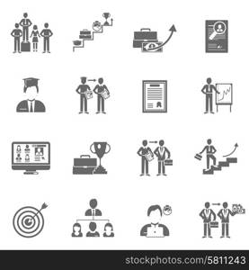 Career ladder success and leadership black icons set isolated vector illustration. Career Icons Black Set