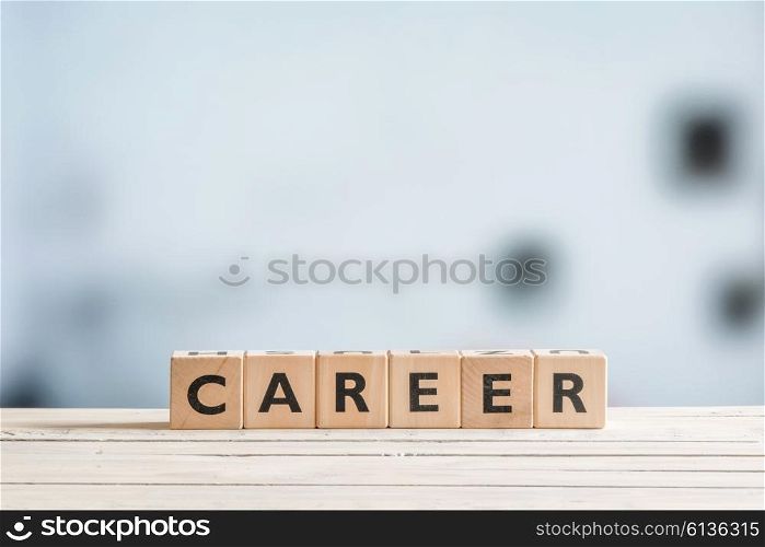 Career sign on a wooden desk in an office