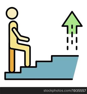 Career stairs icon. Outline career stairs vector icon color flat isolated. Career stairs icon color outline vector