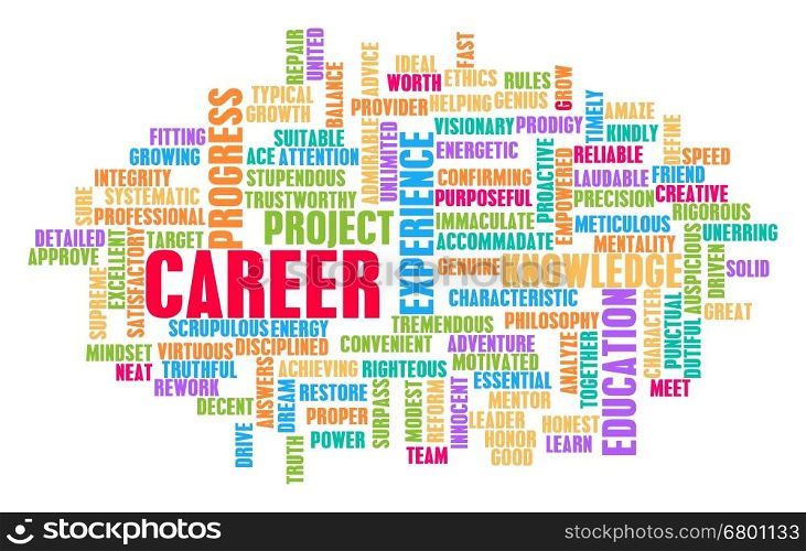 Career Word Cloud Concept on White. Career Word Cloud Concept