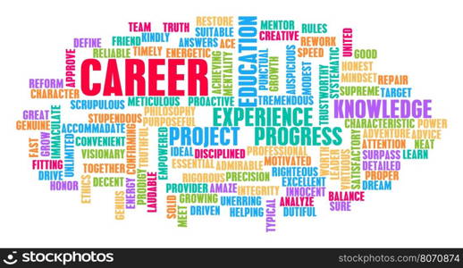 Career Word Cloud Concept on White. Career Word Cloud Concept