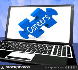 . Careers Puzzle On Laptop Shows Online Employments And Job Opportunities