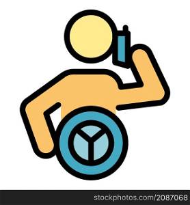 Careless driver phone talking icon. Outline careless driver phone talking vector icon color flat isolated. Careless driver phone talking icon color outline vector