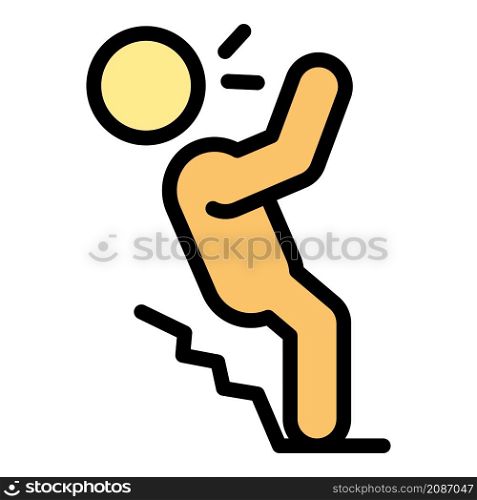Careless person stairs icon. Outline careless person stairs vector icon color flat isolated. Careless person stairs icon color outline vector