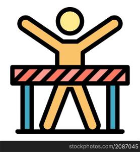 Careless road worker icon. Outline careless road worker vector icon color flat isolated. Careless road worker icon color outline vector