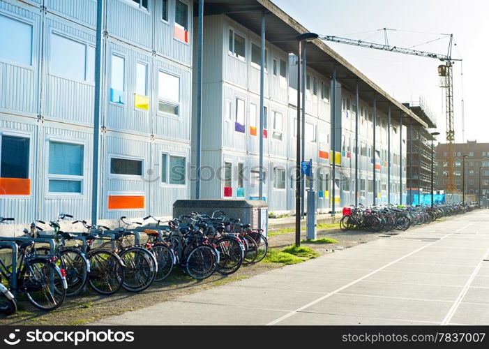 Cargo containers are used for budget housing in Amsterdam , Netherlands