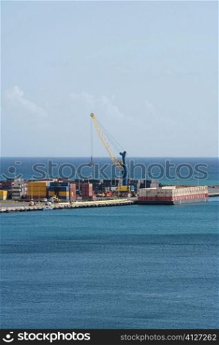 Cargo containers at a commercial dock