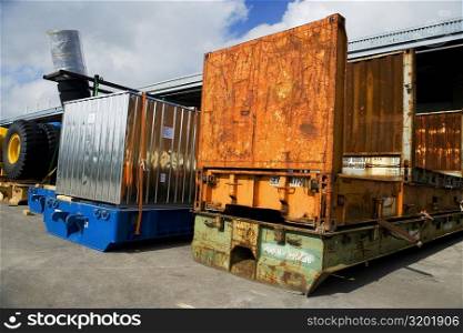 Cargo containers at a shipping port