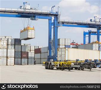 Cargo containers in shipping yard