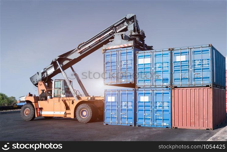 Cargo forklift handling container loading box export industrial