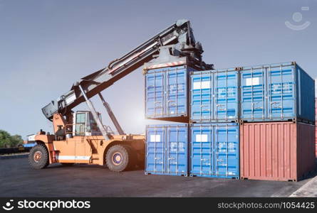 Cargo forklift handling container loading box export industrial