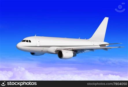 cargo plane on blue sky with white clouds