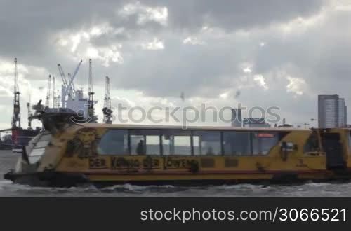 Cargo ship at the dock time lapse. Hamburg port, Germany.