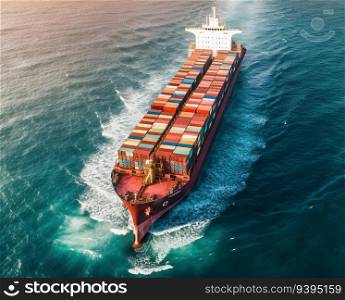 Cargo Ship In Ocean Created With Generative AI Technology 
