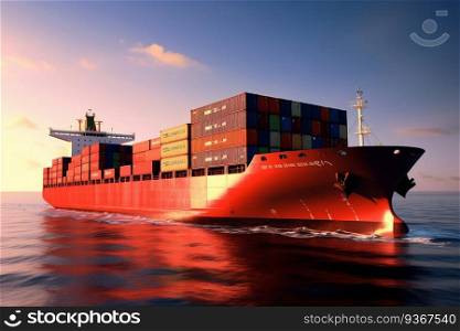 cargo ship transportation and logistic import export. Generative AI