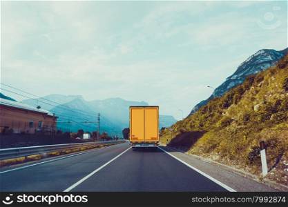 Cargo truck on the mountain. truck on road. Cargo transportation