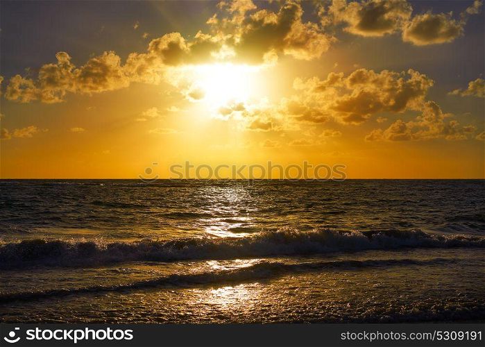 Caribbean beach sunrise in Costa Maya of Mayan Mexico