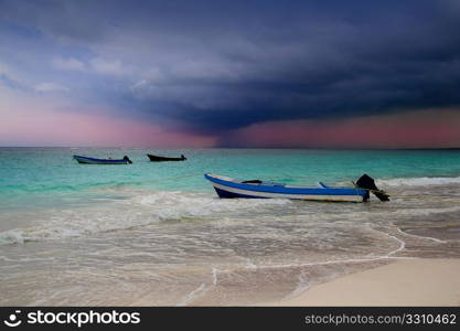 Caribbean before tropical storm hurricane beach boat dramatic scenics