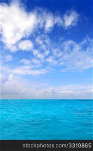 Caribbean sea horizon blue sky clouds Mexico seascape