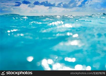 Caribbean sea water surface in Riviera Maya of Mexico