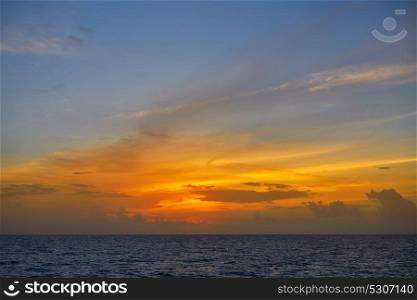Caribbean sunset on the sea in Riviera Maya