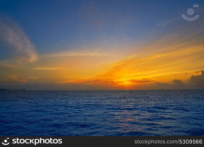 Caribbean sunset on the sea in Riviera Maya