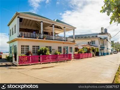 Caribbean town central street, Clifton, Union island, Saint Vincent and the Grenadines