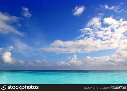 Caribbean tropical turquoise beach blue sky Mayan Riviera Mexico