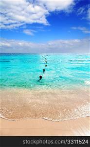 Caribbean tropical turquoise beach blue sky Mayan Riviera Mexico
