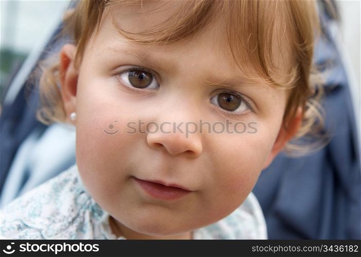 Caricature of a baby girl a over white background