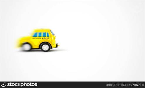 Caricature of a school bus. Little toy caro f a Italian school bus