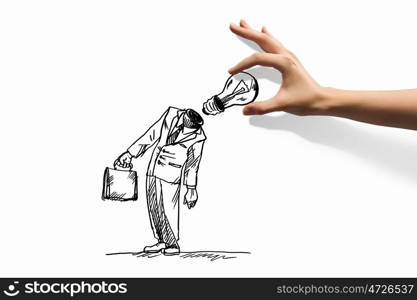 Caricature of businessman. Hand drawing image of businessman. Business challenge